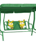 Kids Patio Swing 2-Seater Outdoor Swing Chair With Adjustable Canopy And Safety Belt Lion Pattern Hanging Swing Bench