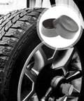 Close-up of a trailer wheel with 4 Pack Trailer Wheel Bearing Protector Caps 1.98 Inch Rubber Covers visible, highlighting protection.