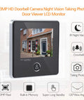 No-Nonsense Digital Door Peephole Viewer and Video Doorbell With 3MP Camera showing building image on 3-inch LCD display.