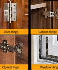 DIY Friendly Hinge Repair Kit With Screws And Expansion Anchors 6x14mm For Stripped Holes In Cabinets, Kitchen, Furniture, And Wood Doors, Gold Finish, 150 Pairs, Fast Fix For Loose Or Sagging Hinges displayed on various wooden surfaces