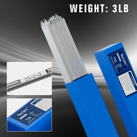 ER4043 Aluminum TIG Welding Rod 1 Sixteenth Inch By 16 Inch 3 Lb General Purpose Filler Wire in blue box with details