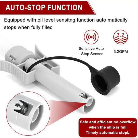 Auto Stop Sensor feature of Automatic Gas Can Pump With Auto Stop Sensor, Battery Operated Portable Fuel Transfer Tool For Gas Diesel And Oil, 3.2 GPM.