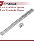 12 Piece 14G 275mm Bicycle Spokes 304 Stainless Steel Silver Tone For Road And MTB Wheels Beefed Up Spokes Kit