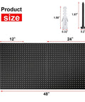 4 Pack Metal Pegboard Panels 24x12 Inches For Wall And Workbench Use, Heavy Duty Peg Boards For Garage Tools, Workshop Storage, Black