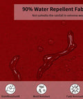 Close-up of red waterproof fabric with water droplets for Comfy Egg Chair Cushion Replacement For Hanging Egg Chair Outdoor Swing.