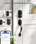 WiFi Smart Fingerprint Front Door Lock Set With Remote App Control Hands Free No Fuss Keyless Entry Deadbolt With Handle