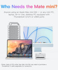 Premium Mac Mini M4 Dock With 80Gbps Usb C Hub And Solid Aluminum Base Featuring 2Tb Nvme Ssd Upgrading To 8Tb Plus 2.5G Lan And Sd 4.0 Slots For Creative Grind And Plug And Play Flow That Slaps on display with laptop and monitor.