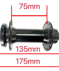 Side view of 36 Hole Front Hub 135mm QR Aluminum Disc With Sealed Bearings Built For Fat Tire 20x4.0 Or 26x4.0 E-Bikes And Retro Mountain Bikes 135mm O.L.D Ready To Roll, displaying dimensions.