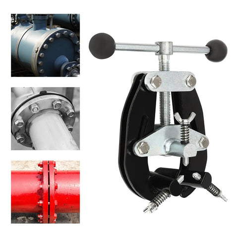 Solid Steel Pipe Alignment Clamp Model A1 Welding Positioner Tool, 7.9x5.12in, for precise pipe alignment on jobsites.
