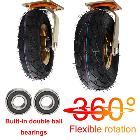Heavy Duty Pneumatic Rubber Caster Wheels Double Ball Bearing Silent Swivel Industrial Casters with flexible rotation and built-in bearings