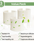 Go To Replacement Humidifier Filter 2 Pack For AIRCARE MA0800 And Kenmore, showing three white filters with green leaves