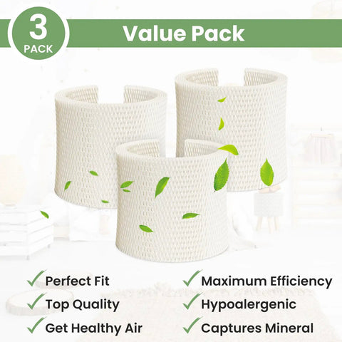 MAF2 Humidifier Filter Compatible With AIRCARE MA0800 MA0600 MA0601 And Kenmore 15408 Series, 3 Pack, shown with leaves