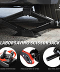 2 Ton Car Scissor Jack With Labor Saving Ratchet Wrench For Most Cars, Adjustable Lift From 3.85 To 17.4 Inches in use
