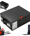 JCXYL 48V Electric Pallet Jack Lithium Ion Forklift Battery with rugged case and charger for industrial equipment use.