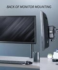 Slick And Durable Mini PC Mount Bracket Providing A Rock Solid VESA Under Desk And Monitor Arm Computer Holder For Thin Client CPU Docking Station No Sweat Setup Black mounted on monitor back.