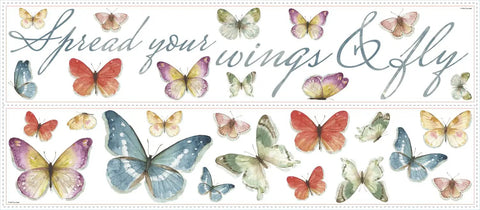Lisa Audit Butterfly Quote Peel And Stick Wall Decals Set Multicolor 28 Piece Collection For Smooth Surfaces Removable And Repositionable
