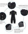 Men's 1.5mm Back Zip Shorty Neoprene Wetsuit Premium Dope Quality For Spearfishing Snorkeling Surfing Canoeing And Scuba Diving showcasing features