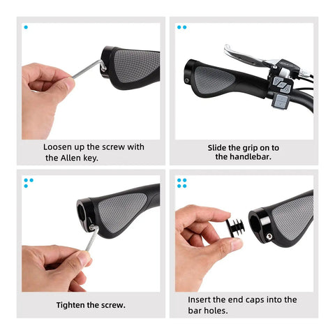 Installation steps for Comfy Bike Handlebar Grips With Wrist Protection, Soft Rubber Texture, Non Slip Feel, 22.2mm Fit