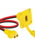 Solid 1 Foot Xt60 Male To Female Panel Mount Cable 12 Awg for RC and drones with yellow connectors and wiring.