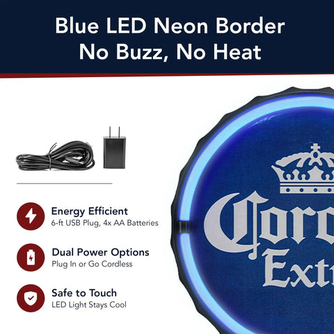 LED Neon Rope Wall Sign Battery And USB Powered Vintage Room Decor For Bar Man Cave Garage And Game Room Retro Lights That Look Real Dope Without The Buzz Today with Corona Extra branding, USB and battery options.