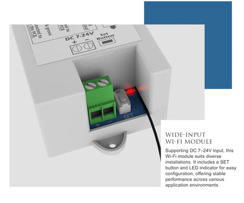 Hassle Free Smart Wifi Module For MS Series Swing Gate Openers EweLink App Control showing input terminals and LED indicator.