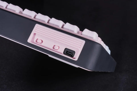 Detailed view of Cute Bubble Cat Wireless Mechanical Keyboard Hits Different With Creamy 75 Percent layout showing USB-C port.