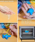 Steps showing how to use 60 Color Polymer Clay Starter Kit For Kids And Adults DIY Modeling Clay Oven Bake Art And Crafts Set