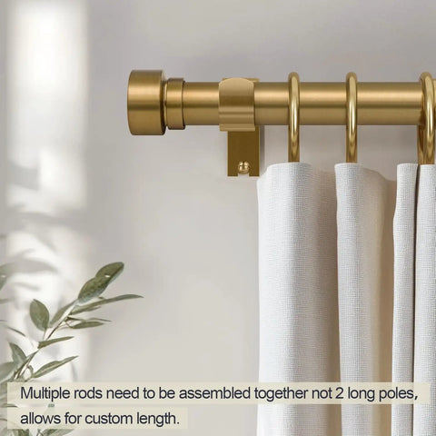 Heavy Duty Warm Gold Curtain Rods 1 Inch Diameter Brass Look With Solid Metal Finials Adjustable From 28 To 48 Inches Outdoor Ready