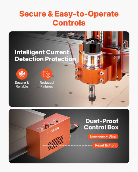 CNC Router Machine With 100W Spindle For Wood Acrylic And More, 3-Axis Engraving Milling control box and spindle view