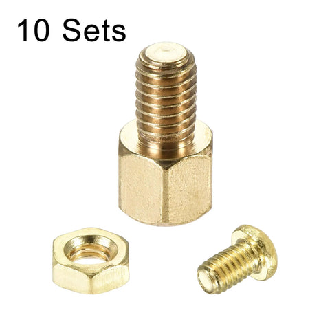 M4 Hex Brass Standoff Spacers With Male Female Threaded Pillar Screws And Nuts For Computer Motherboard Circuit Board Electronics Kits, 10 sets of hardware