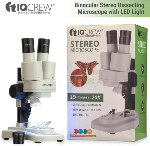 Portable Binocular Stereo Microscope With LED Illumination And 10x Widefield Eyepieces Built For Hands On Learning At Home Or In The Classroom Perfect For Checking Biological Specimens Rocks Stamps Jewelry And Other Tiny Objects, AmScope