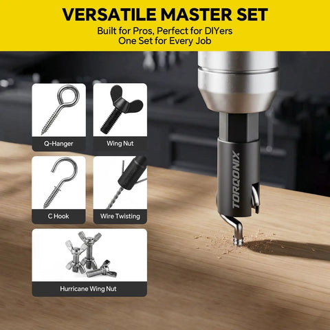Game Changer 80 Piece Magnetic Nut Driver And Impact Socket Set Made From Tough S2 Chrome Vanadium Steel Includes Metric And SAE Sizes One Quarter Hex Shank Bits Plus A Beast Mode Carry Case For Real Deal Tradesmen showing various detailed attachments like Q-Hanger and Wing Nut.