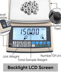Pro Grade 0.01g Lab Scale With 5000g Capacity, Gram Counting Balance, RS232 Port, showing LCD display and control buttons.