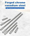 Heavy Duty Magnetic Drill Bit Extension Holder 12 Pack With 2 4 6 And 12 Inch Shafts For Tight Spots Cordless Drills Rock Solid Magnet Grip No Sweat Setup Pure Shop Grade Gold forged chrome vanadium steel extensions on white background.