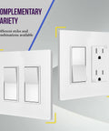 2-Gang Screwless Decorator Wall Plate With Child Safe Outlet Covers, Ultra Durable Polycarbonate, Glossy White, UL94 V2, 10 Pack