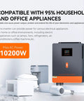 10200W Solar Inverter For Home And Off Grid RV Use 48V To 230V Pure Sine Wave Power Inverter With Built In 160A MPPT Controller Hybrid Inverter For 48V Lead Acid And Lithium Batteries next to home appliances