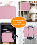 Beefed Up Heatproof Document Safe With Lock And Insulated 5200F Fireproof Waterproof Box Eight Layer Portable File Organizer For Home And Travel Pink Soft Exterior in various settings.