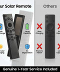 Solar Charging Voice Remote With USB C Rechargeable Battery For Smart TVs 2019 Through 2025 Eco Friendly TV Remote Delivers Months Of Use From Indoor Light Quick Five Minute Charge No More Disposable Batteries solar remote comparison