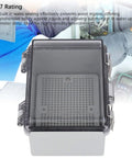 Rugged Outdoor Electrical Junction Box with IP67 ABS Enclosure, grid mounting plate, clear cover, and stainless steel door lock