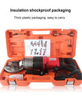 Electric Rebar Cutter Handheld Hydraulic Cut Off Machine in orange case with manual and accessories