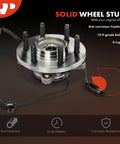 Front Wheel Bearing And Hub Assembly Pair With ABS For 2011 2014 Ford F 150 Expedition And Lincoln Navigator 6 Lug 4WD Only Drop In Ready Direct Fit High Load Capacity For Smooth Quiet Ride Bolt Right In, showing solid wheel stud with 6 lugs and ABS sensor.