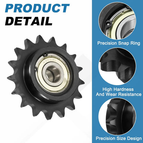 Five Eighths Inch Pitch Roller Chain Idler Sprocket With Seventeen Tooth Tensioner Type C Bore Seventeen Millimeter Double Bearing