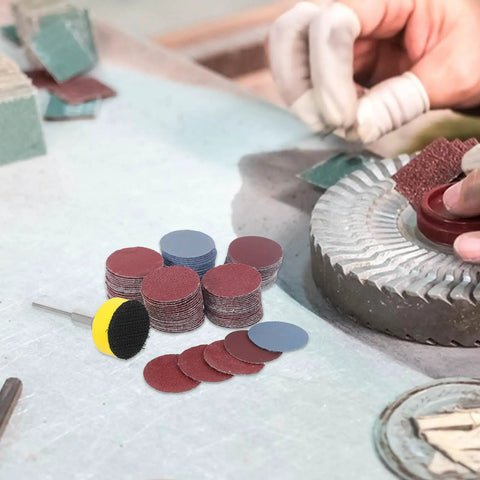 100 Pcs Sanding Disc Kit For Rotary Tool Grit Range 100 180 240 1500 3000 With Round Discs And Mini Discs For Drill Polishing And Multimaterial Finishing For DIYers And Pros, mixed sanding discs and rotary tool pad