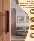 50 Pack Self Stick Drawer Pulls Stick On ABS Plastic Adhesive Cabinet Handles for Kitchen Doors and Furniture, reddish brown finish.
