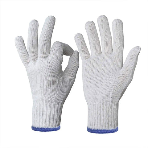 Heavy Duty Pro Grade Cotton Polyester Knit Work Gloves For Mechanics And Warehouse Crews 12 Pack Medium Size sweat absorbent gloves hands open