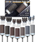 FotYbei 28-piece sanding drum set with 1/8 in shank; assorted grit rolls 180-2000 for Dremel rotary tool