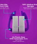 Hands Free Nosebleed Rescue Device with medical-grade sponges and non-slip pinch pads on a detachable plastic base.