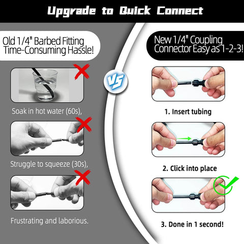 Front view of 30-pack quick-connect 1/4-inch drip irrigation tubing couplings.