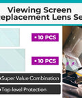 Viewing screen with replacement lens kit showing 20-piece set for LYG M800H and 17800F welding helmets