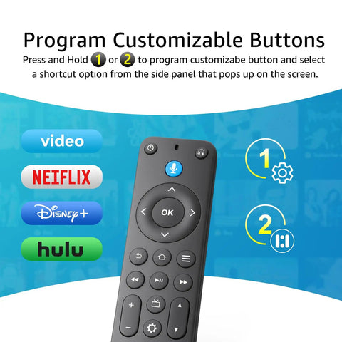 Voice Remote Replacement For Fire Stick And Fire TV Smart TVs 4K Max 4K And Cube Generations, buttons for app shortcuts